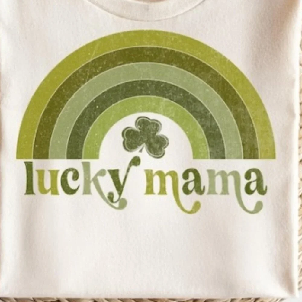 Lucky Mama T-shirt, St Patrick's Retro Tee, Groovy St Patrick's Tee - Picture 2 of 3